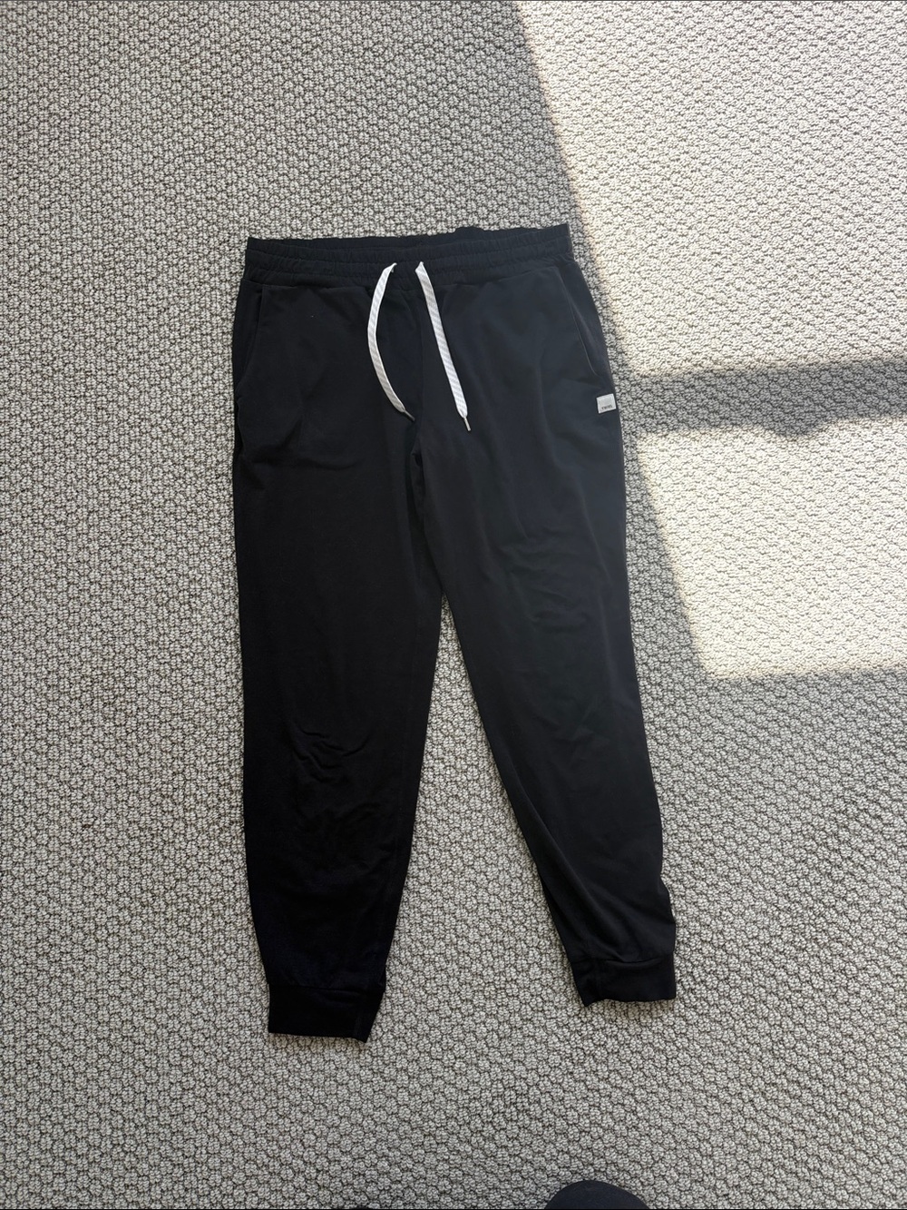Vuori Black Joggers with White Drawstring